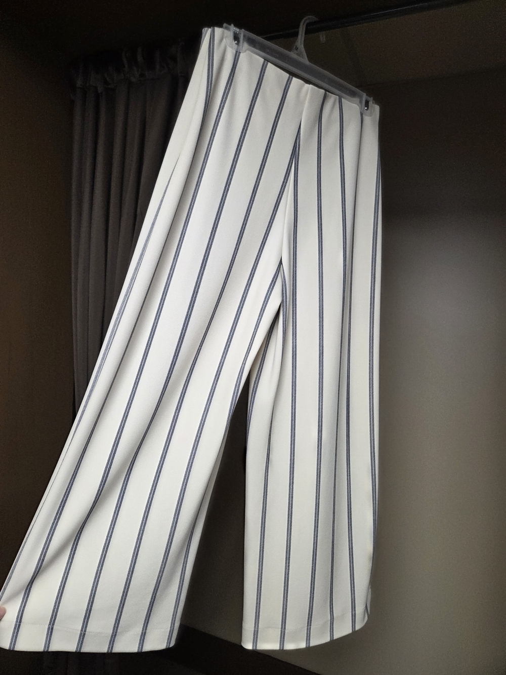 H&M Cream Trousers with Navy Pinstripes